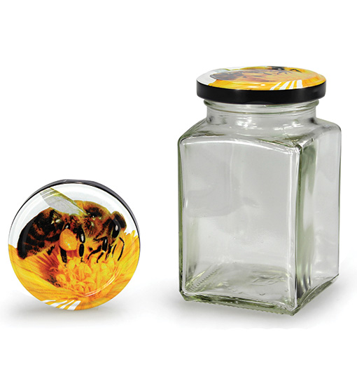 Vierkantglas mit Deckel Biene 260 ml (TO 58)