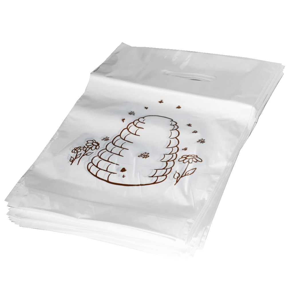 Plastiktüten mit Bienenstockmotiv 25×35 cm - 50 Stück