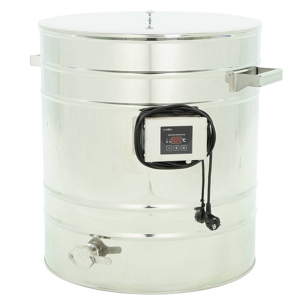 Honigauftaubehälter, rostfrei 100l mit Edelstahlquetschhahn 6/4'