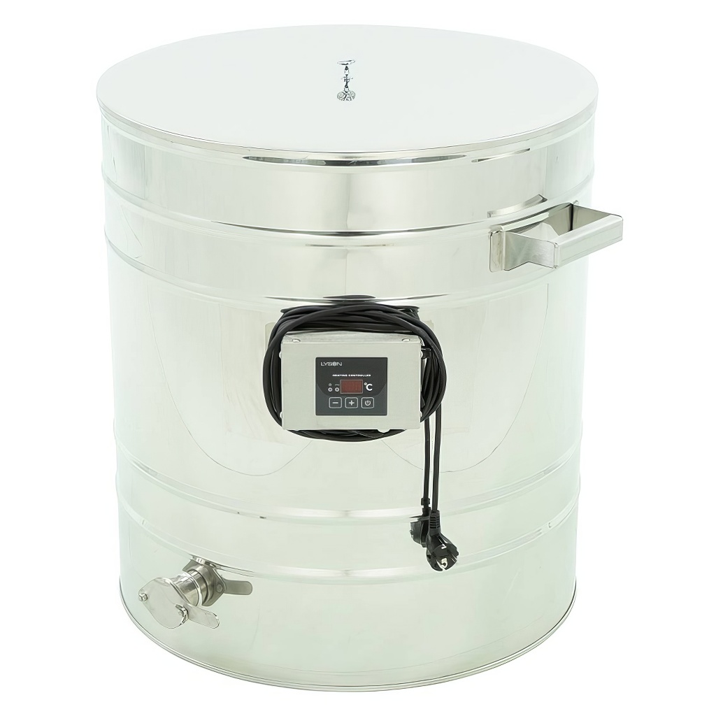 Honigauftaubehälter, rostfrei 100l mit Edelstahlquetschhahn 6/4'