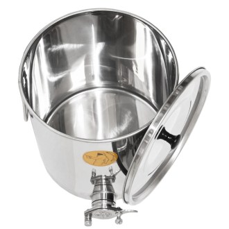 Abfüllkübel 25 kg aus Rostfrei-Quetschhahn Mellarius