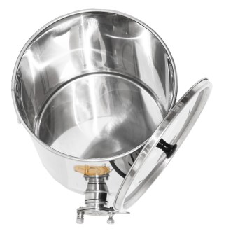 Abfüllkübel 25 kg aus Rostfrei-Quetschhahn Mellarius