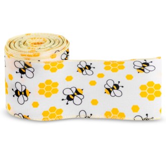 Geschenkband mit Bienen- und Wabenmotiv 64 mm