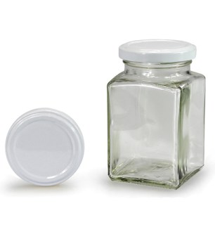Vierkantglas mit weißem Deckel 260 ml (TO 58)