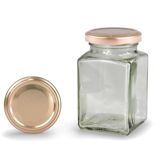 Vierkantglas mit bronzefarbenem Deckel 260 ml (TO 58)