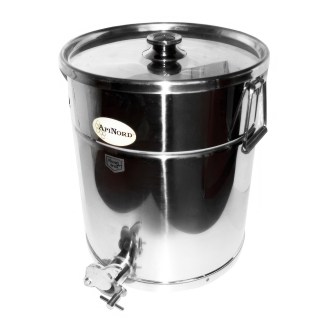 Abfüllkübel 35 kg aus Edelstahl-Ausgießer