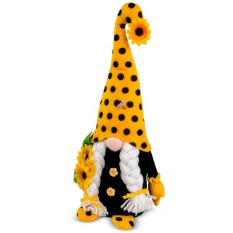 Plüsch‑Bienenwichtel mit gestricktem Bart (38 cm) – Maskottchen für Glück und besseren Verkauf