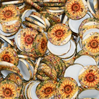 Deckel für Glas TO 82 - Gemalte Sonnenblume - HOJ4