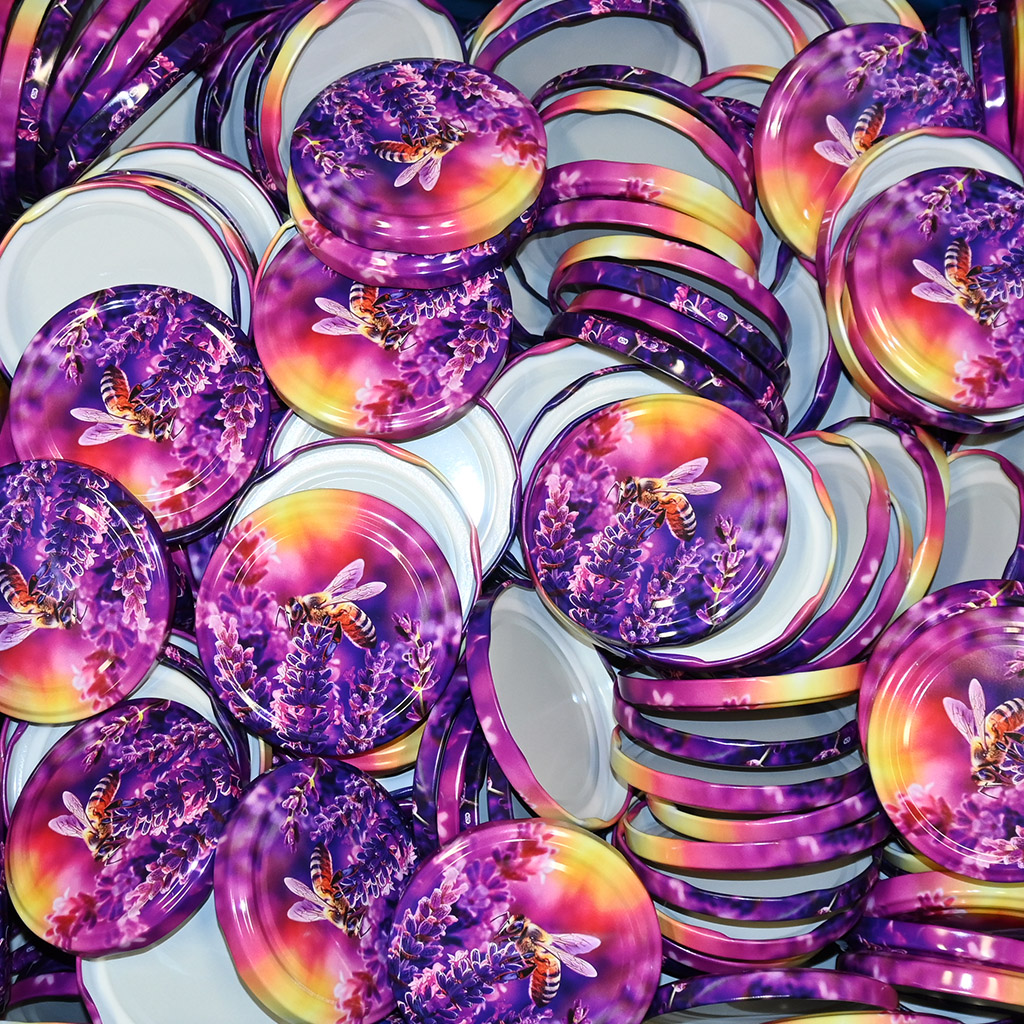 Deckel für Glas TO 82 – Biene und Lavendel 700 Stk. – ganze Kiste – HO17